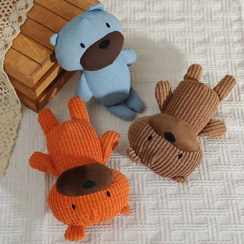 коричнево-оранжевый синий плюшевый мишка мягкий плюшевый собака скрипучий укус игрушка для жевательной чистки зубов для маленьких, средних, больших размеров, игрушек для домашних собак