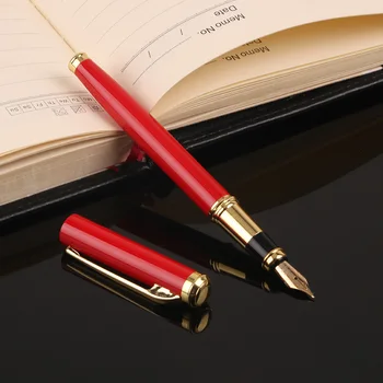 Красная перьевая ручка Металлические чернила Офисные канцелярские принадлежности 0,5 мм Наконечник Высококачественные ручки, подходящие для дарения людям подарков