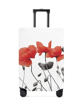 Красный цветок мака Дорожный багажный защитный чехол для 18-32-дюймовых аксессуаров для путешествий Чемодан Эластичный пылезащитный чехол Защитный рукав