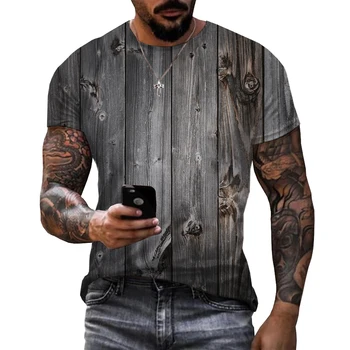 Красочная мужская футболка из деревянной доски, напечатанная на 3D-принтере, унисекс 20223, модные повседневные футболки оверсайз