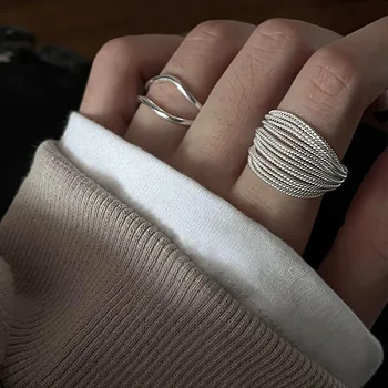  Креативные уникальные линии Кольцо для женщин Мода Необычное кольцо Ювелирные изделия Палец Регулируемое Открытое Винтажное Кольцо Для Вечеринки Подарок На День Рождения