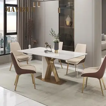  креативный дизайн обеденный стол с 4 стульями роскошная домашняя мебель изготовленная на заказ мраморная столешница минималистичный кухонный островной стол