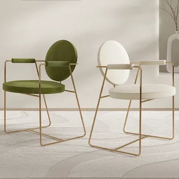  Легкий роскошный обеденный стул из нержавеющей стали Стул для домашнего макияжа Современный минималистский стул со спинкой столовой / гостиной