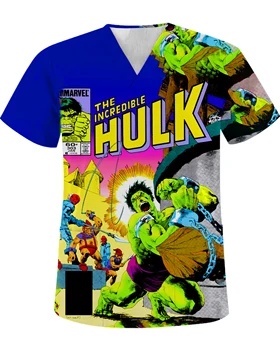 Летняя одежда для мужчин Футболка Marvel с V-образным вырезом Карман Женская футболка Мужская хлопковая футболка Thor Green Venom Гигантские блузки Винтаж