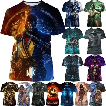 Лето Лидер продаж Mortal Kombat Game Футболка с 3D-печатью Футболка с коротким рукавом Уличный стиль Крутые мужские повседневные футболки Футболки Мужская уличная одежда