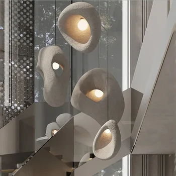 Люстры для лестниц в стиле ваби-саби Креативный дизайнер ламп Японская люстра Домашний декор Гостиная Дуплекс Внутреннее освещение