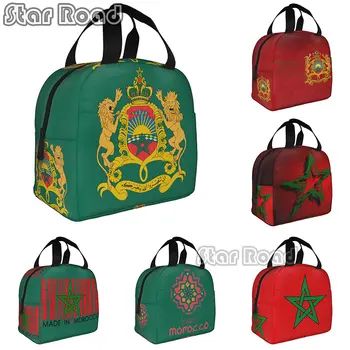  Марокканский флаг Логотип Термоизолированные сумки для ланча Женщины Аперитив Анис Портативный контейнер для обеда Дорожное хранение Коробка для еды