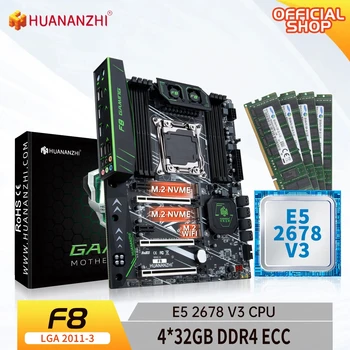 Материнская плата HUANANZHI X99 F8 LGA 2011-3 XEON X99 с Intel E5 2678 V3 с 4*32G DDR4 RECC комбинированный комплект памяти NVME SATA