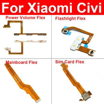 Материнская плата + Громкость питания + Фонарик + Гибкий кабель для SIM-карты Xiaomi Mi Civi Материнская плата Power Flash Flex Ribbon Parts