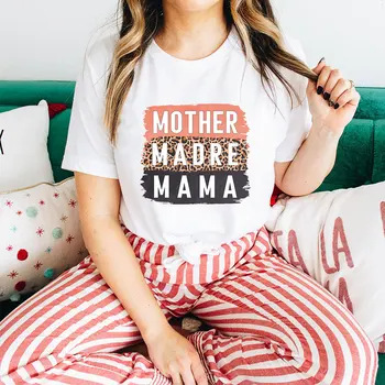 Мать MaMa Print Новое поступление День матери Рубашка 100% хлопок Женская футболка Забавная летняя повседневная топ-подарок с коротким рукавом для мамы