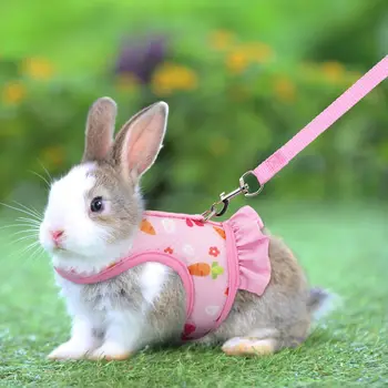  милый принт кролик одежда тяга веревка djustable поводок для кошек персонализированные кроличьи шлейки кролик аксессуары хомяк одежда