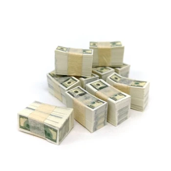Миниатюра для игровых денег Скопируйте нам 100 долларов Банкноты Модель Двусторонний кукольный домик Реквизит Торт Топперы