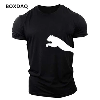 Мода Леопард Мужские футболки Уличная одежда с коротким рукавом 3D-печать Удобные спортивные пуловеры Топы Свободный повседневный фитнес Спортивная футболка