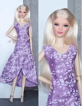 Мода Фиолетовый Рыбий Хвост 1/6 Кукла Одежда Для Барби Платье Для Барби Куклы Наряды Вечернее Платье 11.5 