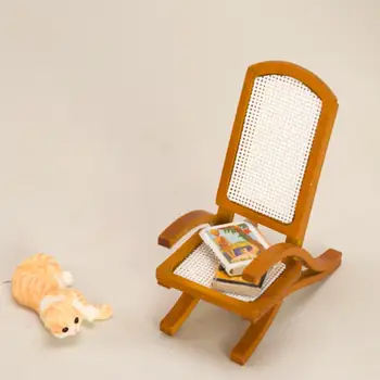 Модель стула из ротанга Легкий миниатюрный стул Высокая симуляция Миниатюрный ротанг Винтаж Модель одиночного стула Макет сцены
