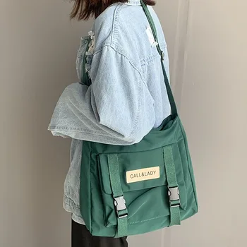 Модная классическая простая сумка-мессенджер женская Южная Корея Шикарная сумка почтальона Леди Студентка Нейлон Водонепроницаемый холщ Школьная сумка