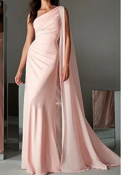 Модное розовое вечернее платье русалки на одно плечо без рукавов в пол Vestidos Para Mujer Elegantes Y Bonitos Custom 2023