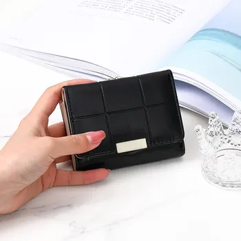 Модный короткий женский кошелек PU Leather Mini Hasp Multi-Cards Holder Case Простой однотонный мини-кошелек для монет Денежная сумка