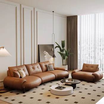 Модульный простой современный диван Кожаный коричневый Симпатичный реклайнер Гостиная Диван Гостиная Гостиная Салон Meuble Домашняя мебель