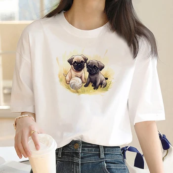 Мопс футболки женские летние футболки девушка 2000-х годов графическая уличная одежда