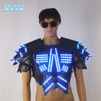 Мужская светящаяся одежда Ночное шоу Реквизит Хэллоуин LED Luminous Armor Stage COSPLAY Флуоресцентный жилет для вечеринок
