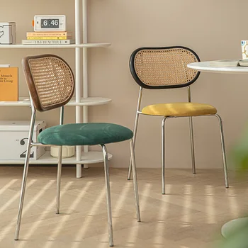 набор из 4 предметов стул в стиле ваби-саби обеденный стул из массива дерева ротанг бытовой простой стул со спинкой