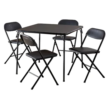 Набор карточных столов из 5 предметов, черный набор мебели для обеденного стола