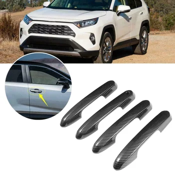  Накладка на крышку боковых ручек двери автомобиля для Toyota RAV4 2019 2020 Decor ABS Plastic 4 шт./компл. Стайлинг из углеродного волокна