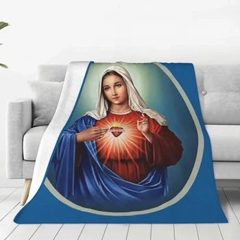 Непорочное Сердце Марии Девы Марии Флисовое одеяло Одеяло для постельного белья Офис Ультрамягкое одеяло для спальни