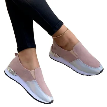 Новые женские кроссовки Slip on Flat Casual Shoes Platform Sport Женская обувь На открытом воздухе Бег Женская вулканизированная обувь Zapatillas Mujer