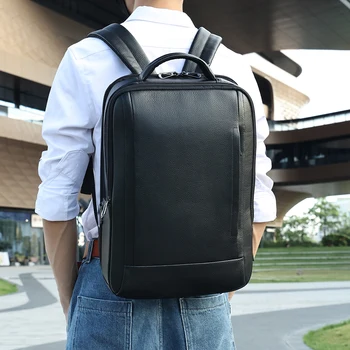 Новый бизнес-пригородный компьютерный рюкзак Мужской рюкзак большой емкости для деловых поездок Кожаный открытый рюкзак для мужчин