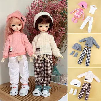Новый модный свитер BJD Doll Одежда Наряд для 1/6 30 см БЖД Куклы 12 дюймов Девочка Мальчик Кукла Одежда С Брюками Шапка Носки