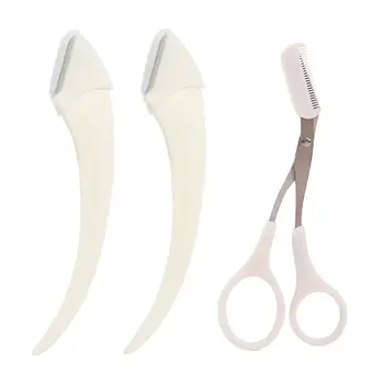  Нож Бритва для бровей для женщин Ножницы для бровей с расческой для бровей Профессиональные ножницы Обрезка Косметические инструменты