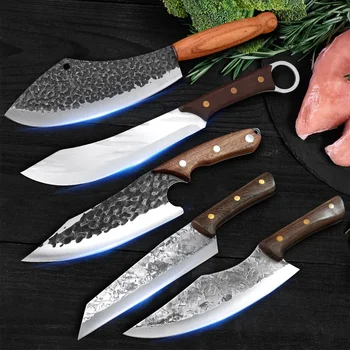 Нож для обвалки мясника Нож ручной ковки Кухонные ножи Тесак Мясорубка Нарезка овощей Нож для нарезки Нож шеф-повара из нержавеющей стали
