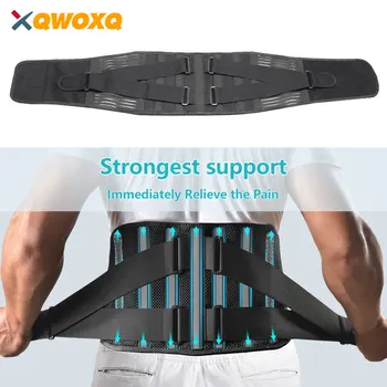 Опорный пояс для спины для облегчения боли в пояснице с 7 стойками, поясничный поддерживающий ремень с двойными регулируемыми ремнями Грыжа межпозвоночного диска