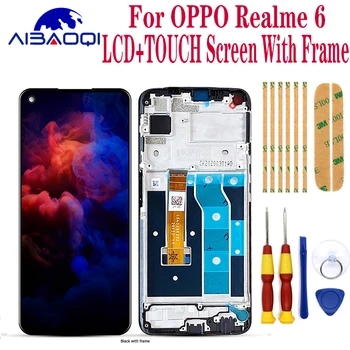 Оригинал для OPPO Realme 6 RMX2001 ЖК-дисплей Сенсорный дигитайзер в сборе для 6,5-дюймового OPPO Realme6 с рамкой