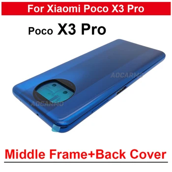 Оригинальная синяя черная средняя рамка с кнопками регулировки громкости Замена задней задней крышки для Xiaomi POCO X3 Pro X3Pro