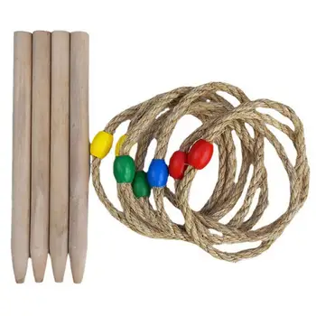 Открытый игровой набор из конопляной веревки Садовая трава Семейная игра для метания кольца Детская игра для метания веревки Уличная игрушка