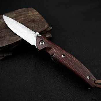 Открытый острый складной нож, ручка из красного дерева, острый портативный рыболовный нож, универсальный нож EDC для самообороны