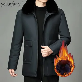 Пальто Мужская одежда 2024 Новая мужская теплая плотная одежда из хлопка, похожая на шелк, свободная парки оверсайз повседневная одежда FCY