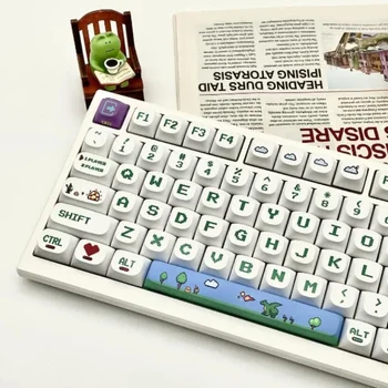 Пиксельный стиль Колпачки клавиш Высота MA PBT Сублимация 120 клавиш Персонализированный креативный пудинг Колпачок для клавиатуры Зеленый колпачок клавиатуры