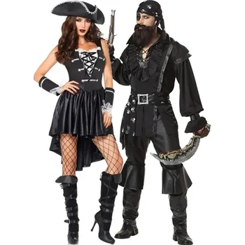 Пиратский костюм Пираты Альдалт Джек Воробей Косплей Костюм Мужчина Женщины Пираты Карибского моря Ролевой костюм Хэллоуин Карнавальная вечеринка