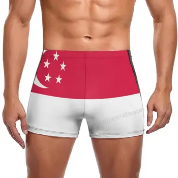 Плавки Быстросохнущие шорты с флагом Сингапура для мужчин Плавайте на пляже Короткий летний подарок
