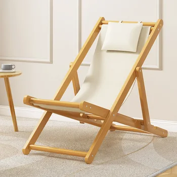 Повседневный складной стул для кемпинга из массива дерева Открытый портативный офисный стул для отдыха Складная кровать Многофункциональный пляжный стул для отдыха