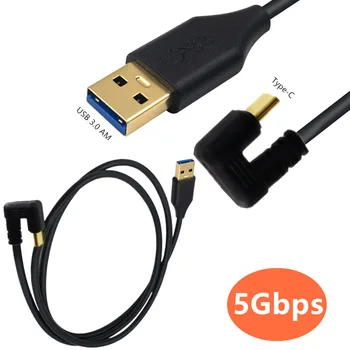  Позолоченный USB 3.0A с наружной резьбой 5 Гбит/с AM-C на вилку типа C U-образный локоть адаптер для зарядки данных соединительный кабель 0,2 м 1 м 1,8 м