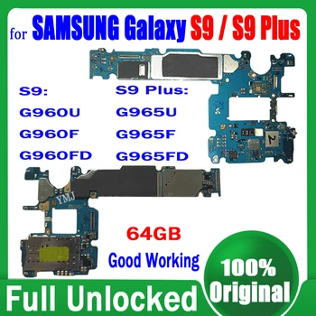 Полностью разблокированная материнская плата для материнских плат Samsung Galaxy S9 Plus G960F G960FD G960U G965F G965FD G965U 100% оригинал Хорошо протестировано