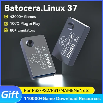 Портативный жесткий диск USB 3.0 128 ГБ Batocera 37.Linux 43000+Ретро-игры с 70+ эмуляторами для PS3 / PS2 / PS1 / N64 / XBOX / WII / DC для ПК