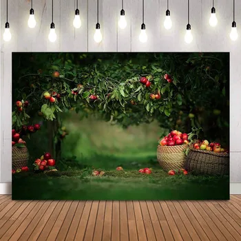 Портрет яблони Фотофон Новорожденные дети под яблоней Фруктовый весенний зеленый фон для фотосессии реквизит декора