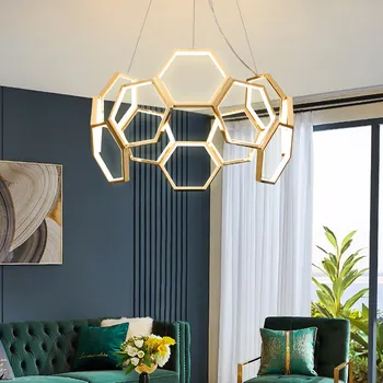 Постмодернистский новый простой шестиугольник в форме креативного дизайнера декора для дома гостиная люстра освещение