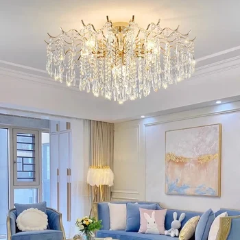 Потолочная хрустальная люстра для столовой, гостиной, кухни, спальни, современные роскошные золотые хрустальные люстры K9 Branch